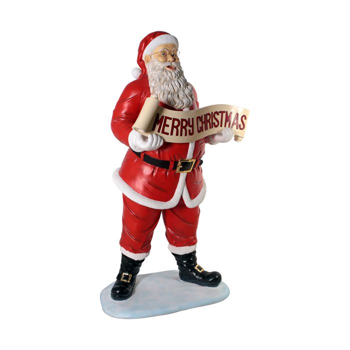 Weihnachtsmann mit Merry Christmas Band verkleinert Deko- & Werbefigur