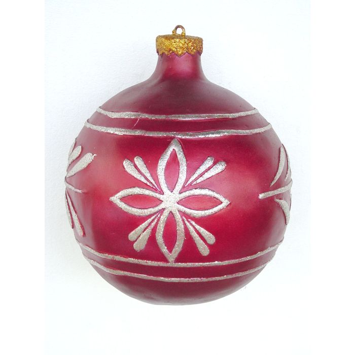 große Weihnachtskugel Rot-Silber vergrößert Diverse Dekoelemente