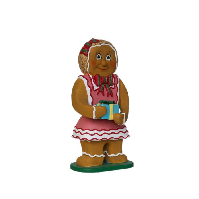 Lebkuchen-Mädchen mit Geschenk vergrößert Diverse Dekoelemente