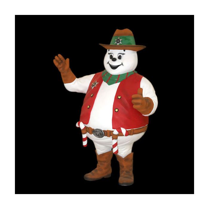 großer Schneemann als Sheriff mit Zuckerstangen lebensgroß Deko- & Werbefigur