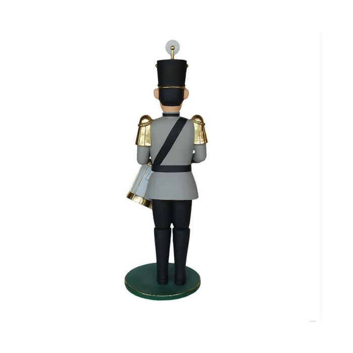 Großer grauer Nußknacker Soldat mit Trommel lebensgroß Deko- & Werbefigur
