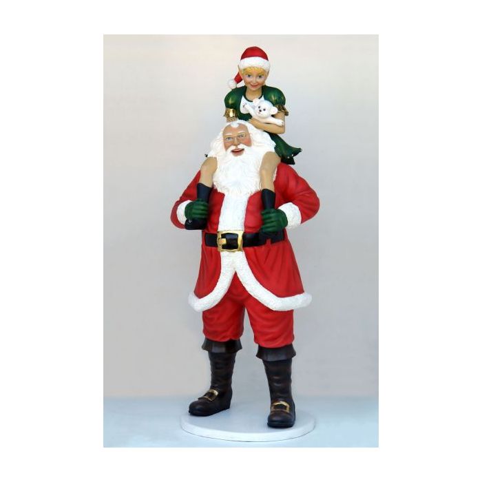 Weihnachtsmann mit Elfin lebensgroß Deko- & Werbefigur