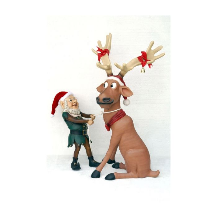 Rentier mit Elf lebensgroß Deko- & Werbefigur