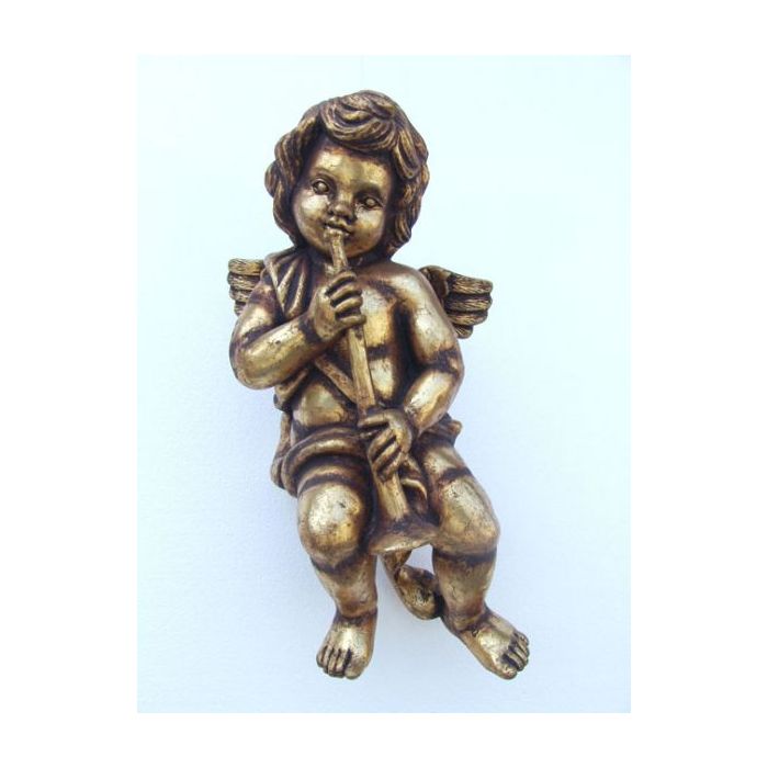 Engelputte hängend mit Trompete gold verkleinert Dekorationsfigur