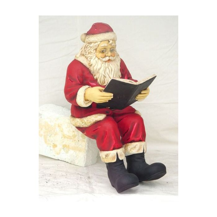 Weihnachtsmann Buch lesend lebensgroß Dekorationsfigur