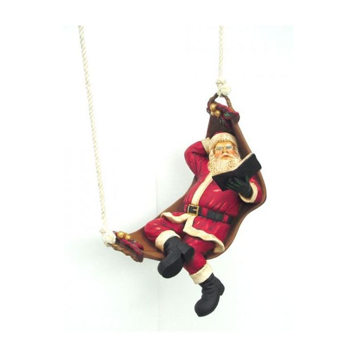 Weihnachtsmann in Hängematte klein verkleinert Dekorationsfigur