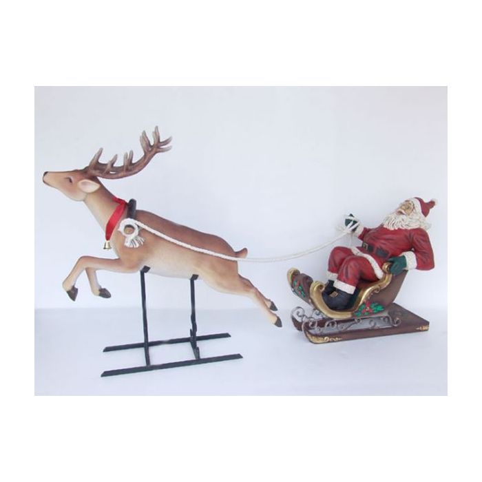 Rentierschlitten mit Weihnachtsmann lebensgroß Deko- & Werbefigur