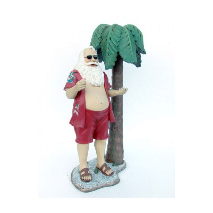 Weihnachtsmann unter Palme klein verkleinert Dekorationsfigur