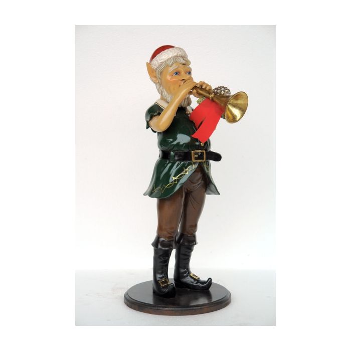 Weihnachtself mit Trompete lebensgroß Dekorationsfigur