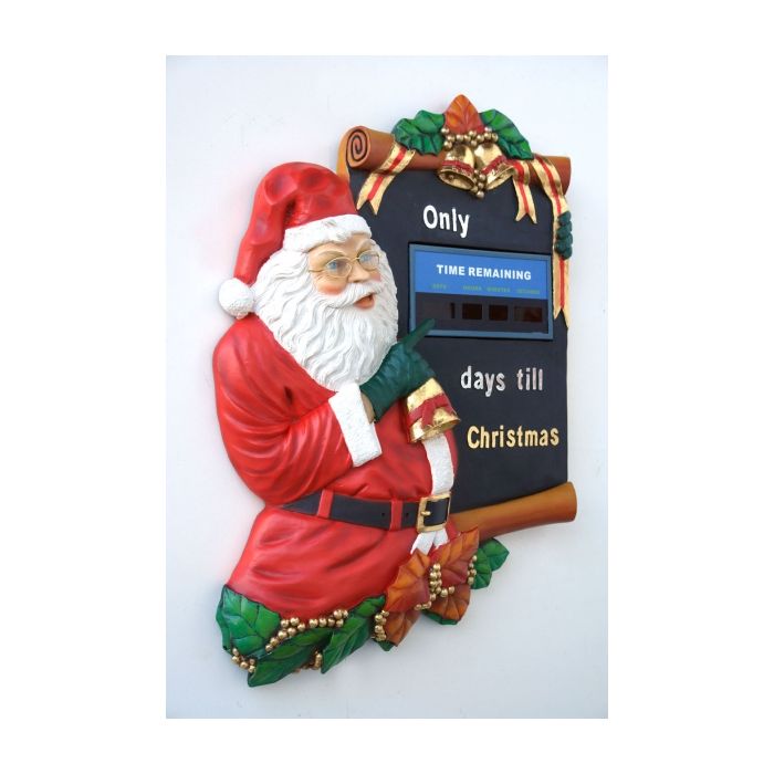 Weihnachtsrelief mit Santa Claus und Countdownfunktion lebensgroß Uhr