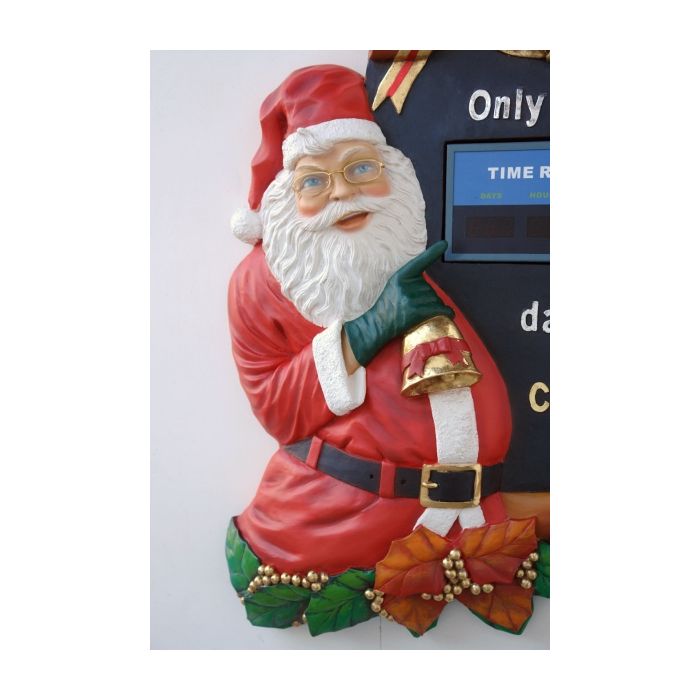 Weihnachtsrelief mit Santa Claus und Countdownfunktion lebensgroß Uhr
