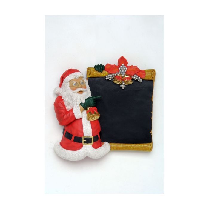Weihnachtsrelief mit Weihnachtsmann und Kreidetafel lebensgroß Angebotstafel