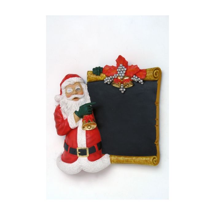 Weihnachtsrelief mit Weihnachtsmann und Kreidetafel lebensgroß Angebotstafel