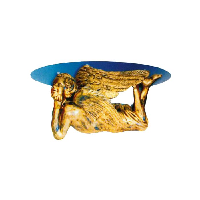 Glastisch mit goldenem Engel lebensgroß Tisch