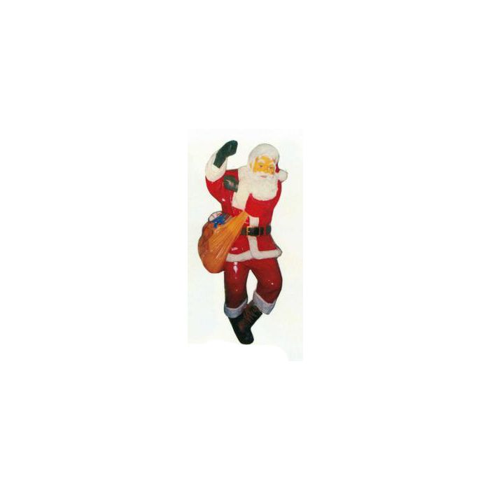 am Seil hängender Weihnachtsmann mit Sack groß lebensgroß Dekorationsfigur