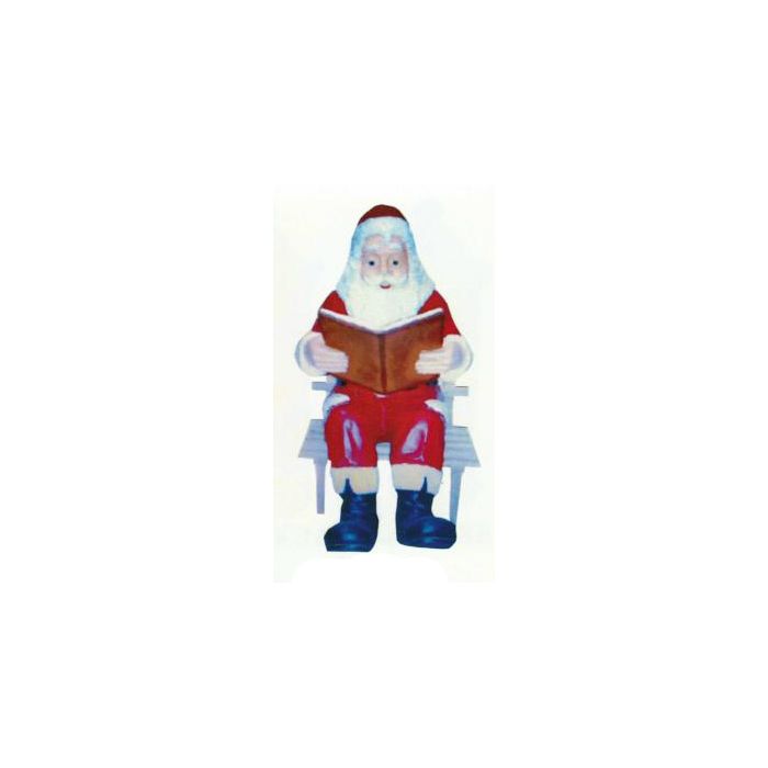 Weihnachtsmann sitzend auf Bank mit Buch verkleinert Dekorationsfigur