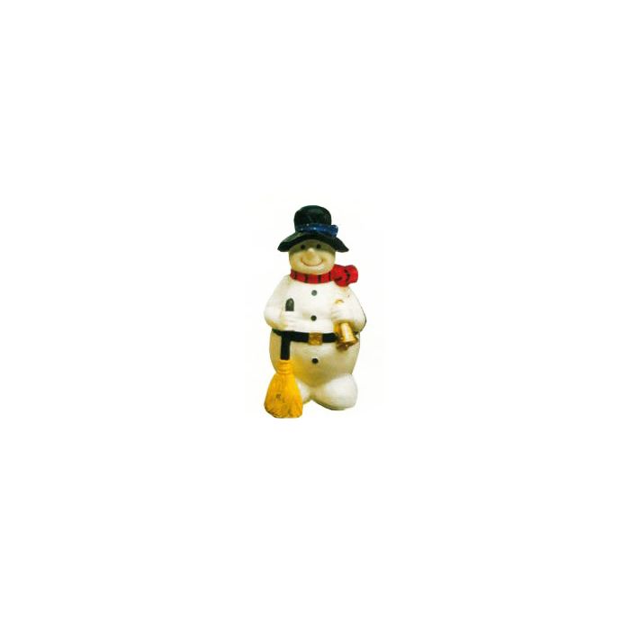Schneemann mit Besen und Glocke verkleinert Dekorationsfigur