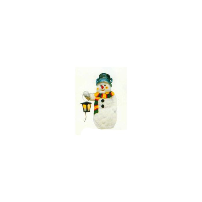 Schneemann mit buntem Schal und Laterne verkleinert Dekorationsfigur