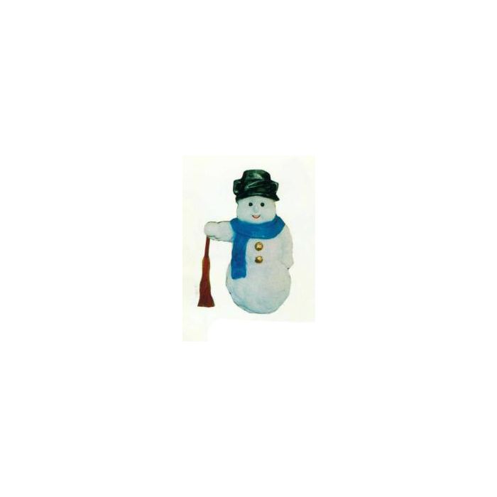 Schneemann mit Besen in der Hand verkleinert Dekorationsfigur