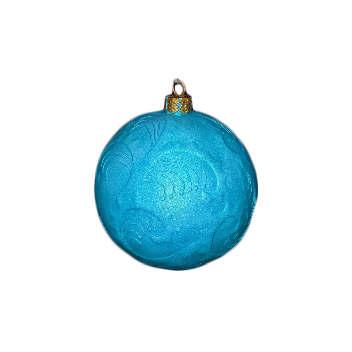 Weihnachtskugel mit  Reliefmuster metallichellblau vergrößert Dekorationsfigur
