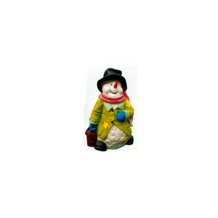 Schneemann klein mit Hut und Mantel verkleinert Dekorationsfigur