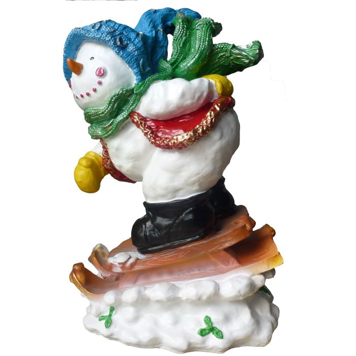 Schneemann klein auf Schlitten verkleinert Dekorationsfigur