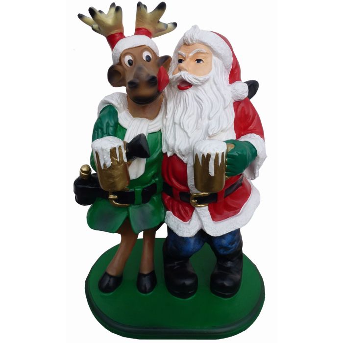 Weihnachtsmann mit Rentier verkleinert Dekorationsfigur
