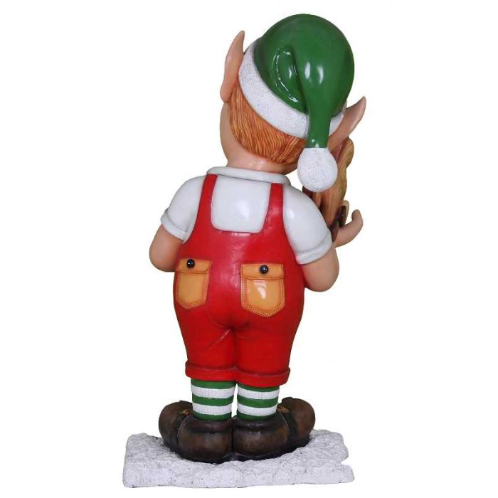 Comic Elf mit Spielzeug lebensgroß