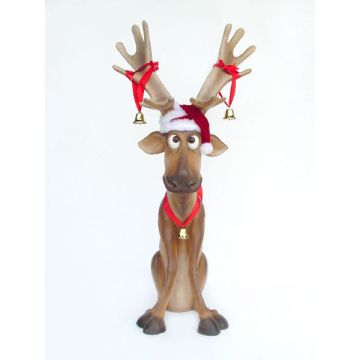Rentier sitzend lustig weihnachtlich lebensgroß