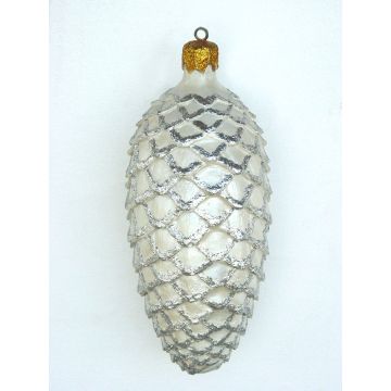 kleiner Weihnachtszapfen Silber glitzernd vergrößert