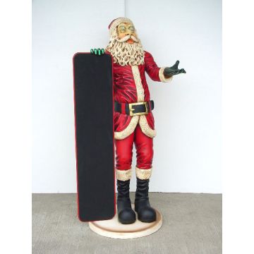 Weihnachtsmann mit Tafel lebensgroß