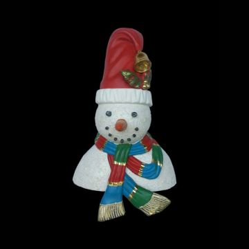 Schneemann Büste mit Mütze und Schal lebensgroß