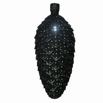 großer schwarzer LED Weihnachtszapfen vergrößert