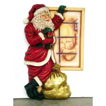 Weihnachtsmann am Fenster stehend klein verkleinert