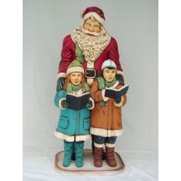 Weihnachtsmann mit 2 Kindern lebensgroß