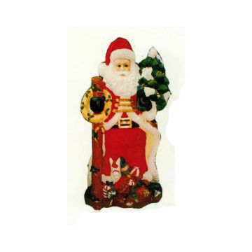 Weihnachtsmann mit Berg voller Geschenken und Tannenbaum verkleinert