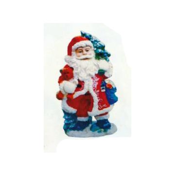 Weihnachtsmann mit Spielzeug und Tannenbaum klein verkleinert