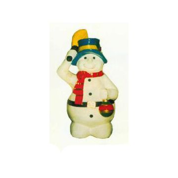 Schneemann mit hochgehaltenem Besen verkleinert