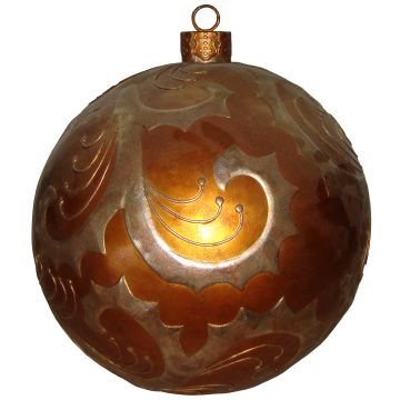 Weihnachtskugel mit  Reliefmuster metallicbraun vergrößert