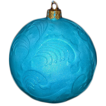Weihnachtskugel mit  Reliefmuster metallichellblau vergrößert