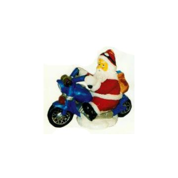 Weihnachtsmann klein auf Motorrad verkleinert