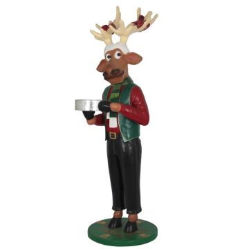 Comicrentier stehend mit Geschenk lebensgroß