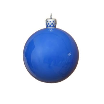 Blau glänzende Weihnachtskugel vergrößert